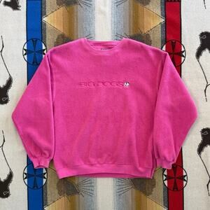 Vintage Y2K Women’s Big Dogs Fleece Crewneck Sweatshirt Size Medium Pink